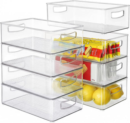 Pantry Organizers and Storage, Clear Plastic Storage Bins for Freezer, Multi-Use Organizer Bins for Kitchen, Office, Fridge, Cabinet and Shelf Organizing