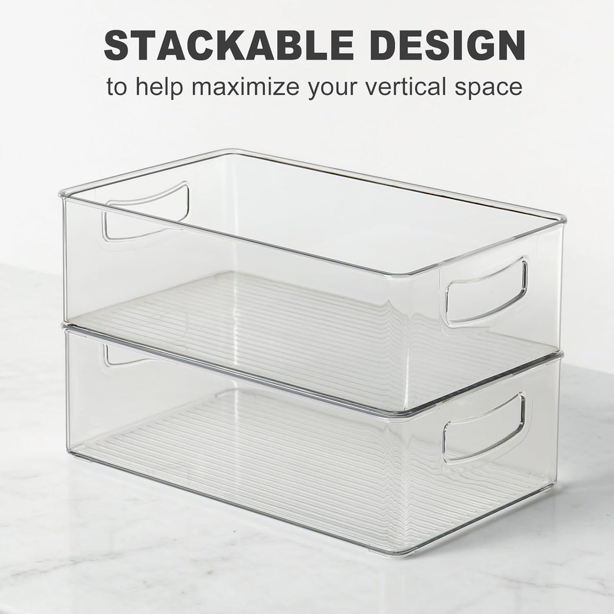 Pantry Organizers and Storage, Clear Plastic Storage Bins for Freezer, Multi-Use Organizer Bins for Kitchen, Office, Fridge, Cabinet and Shelf Organizing