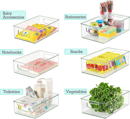 Pantry Organizers and Storage, Clear Plastic Storage Bins for Freezer, Multi-Use Organizer Bins for Kitchen, Office, Fridge, Cabinet and Shelf Organizing