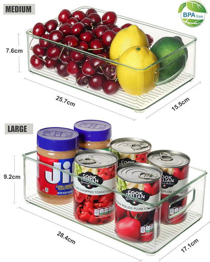 Pantry Organizers and Storage, Clear Plastic Storage Bins for Freezer, Multi-Use Organizer Bins for Kitchen, Office, Fridge, Cabinet and Shelf Organizing