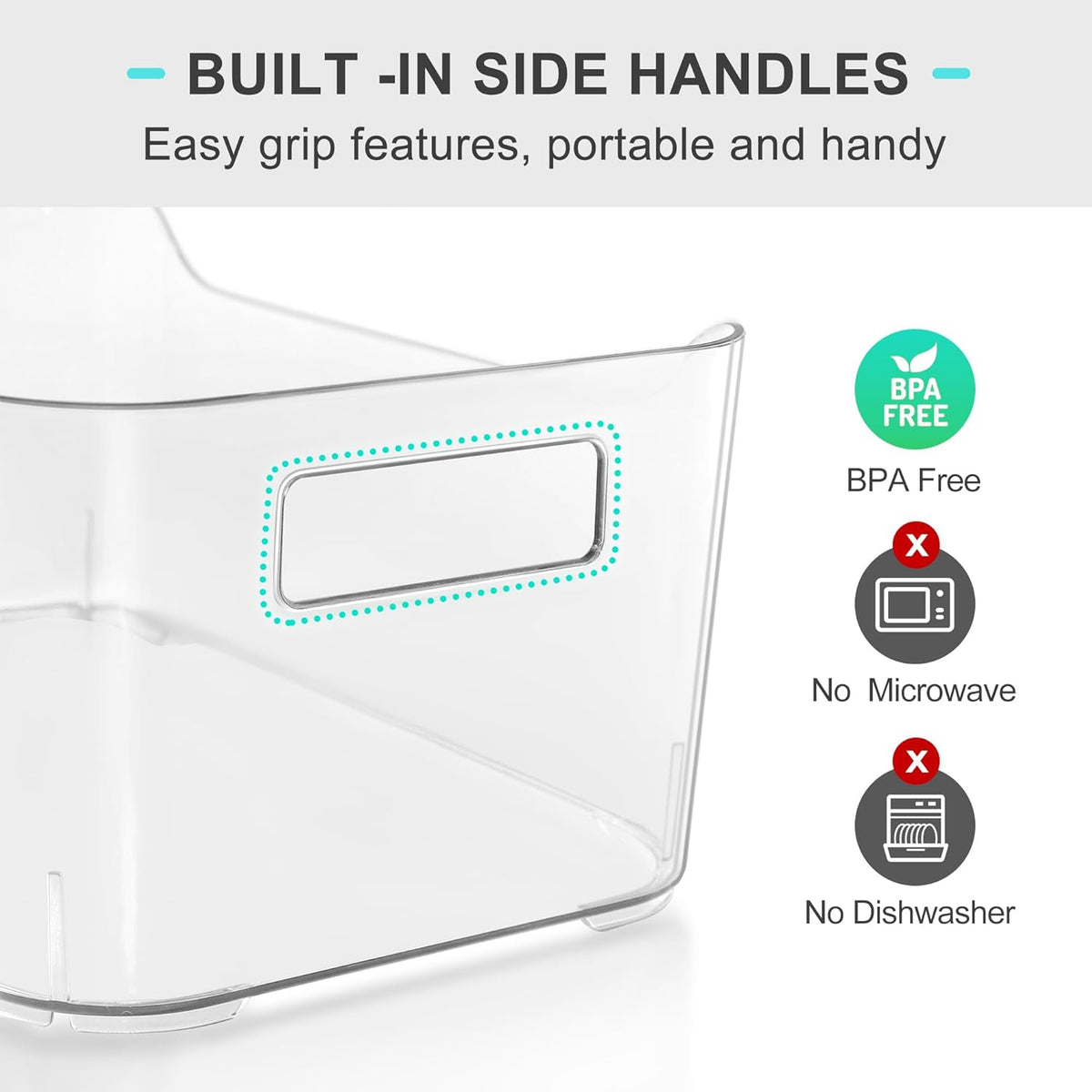 Pantry Organizers and Storage, Clear Plastic Storage Bins for Freezer, Multi-Use Organizer Bins for Kitchen, Office, Fridge, Cabinet and Shelf Organizing