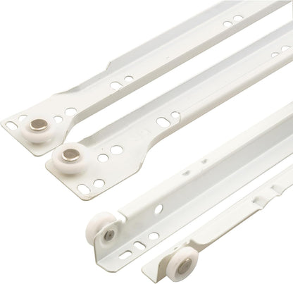R 7211 Drawer Slide Kit – Replace Drawer Track Hardware – Self-Closing Design –Fits Most Bottom/ Side-Mounted Drawer Systems –17-3/4 In. Steel Tracks, Plastic Wheels, White (1 Pair) | Gray, Single Pack