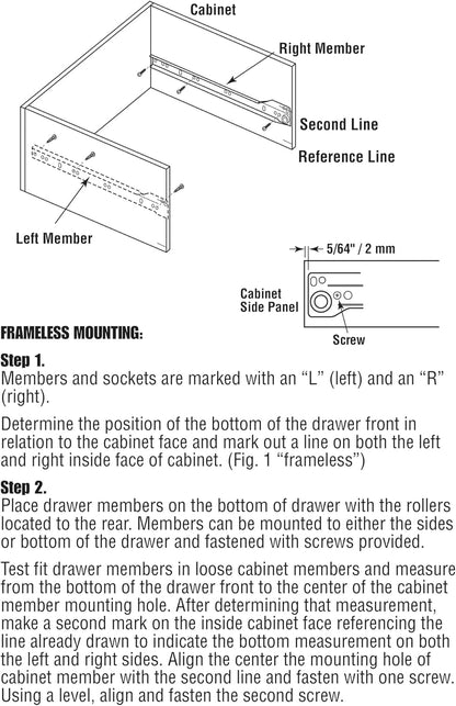 R 7211 Drawer Slide Kit – Replace Drawer Track Hardware – Self-Closing Design –Fits Most Bottom/ Side-Mounted Drawer Systems –17-3/4 In. Steel Tracks, Plastic Wheels, White (1 Pair) | Gray, Single Pack