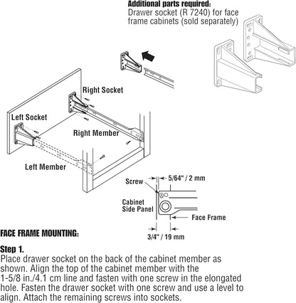 R 7211 Drawer Slide Kit – Replace Drawer Track Hardware – Self-Closing Design –Fits Most Bottom/ Side-Mounted Drawer Systems –17-3/4 In. Steel Tracks, Plastic Wheels, White (1 Pair) | Gray, Single Pack