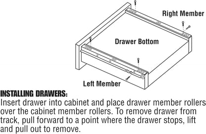 R 7211 Drawer Slide Kit – Replace Drawer Track Hardware – Self-Closing Design –Fits Most Bottom/ Side-Mounted Drawer Systems –17-3/4 In. Steel Tracks, Plastic Wheels, White (1 Pair) | Gray, Single Pack