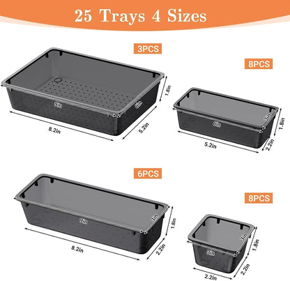 25 PCS Plastic Drawer Organizer, Versatile Organizer Trays & storage Bins