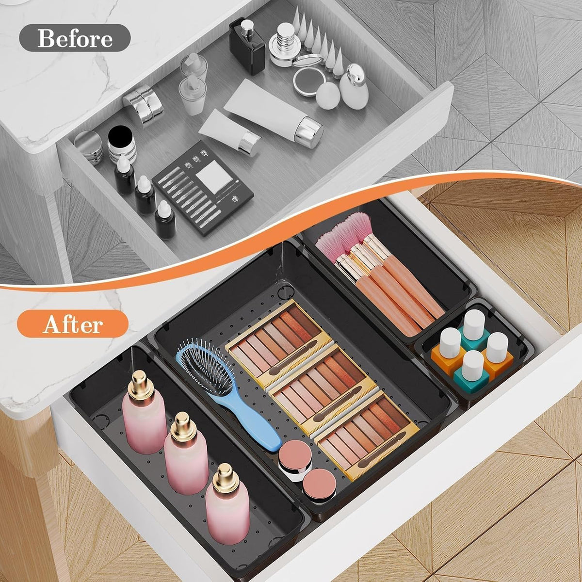 25 PCS Plastic Drawer Organizer, Versatile Organizer Trays & storage Bins