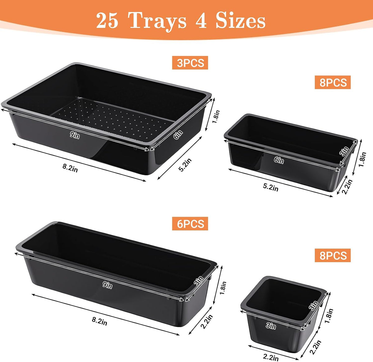 25 PCS Plastic Drawer Organizer, Versatile Organizer Trays & storage Bins