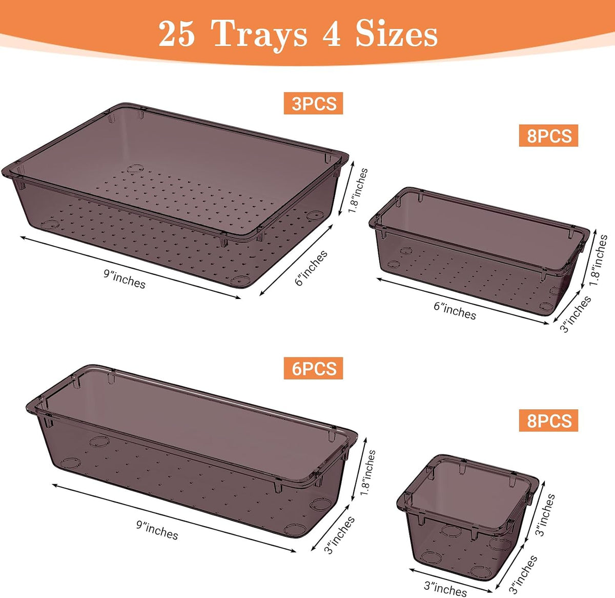 25 PCS Plastic Drawer Organizer, Versatile Organizer Trays & storage Bins