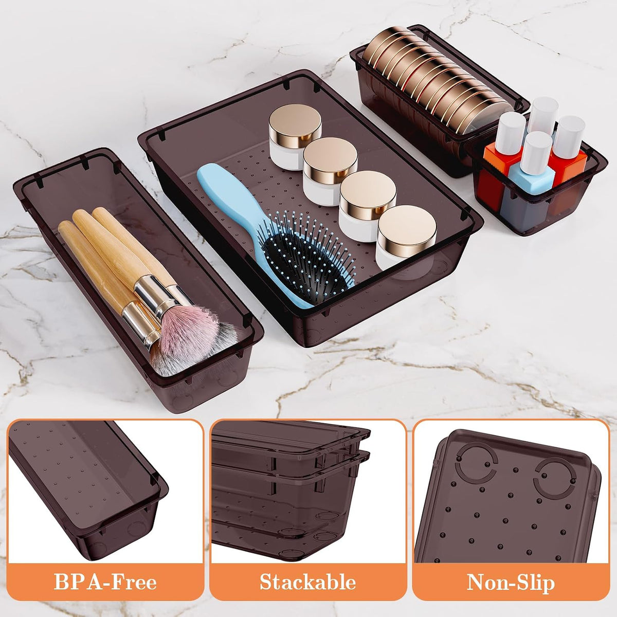25 PCS Plastic Drawer Organizer, Versatile Organizer Trays & storage Bins