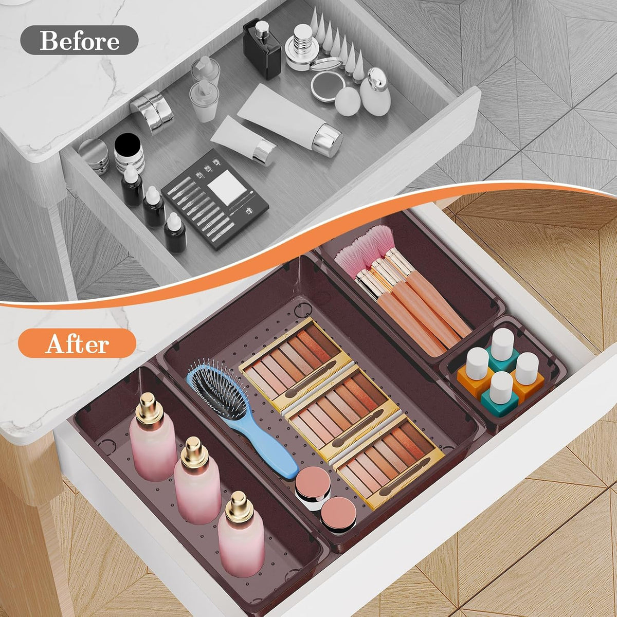 25 PCS Plastic Drawer Organizer, Versatile Organizer Trays & storage Bins