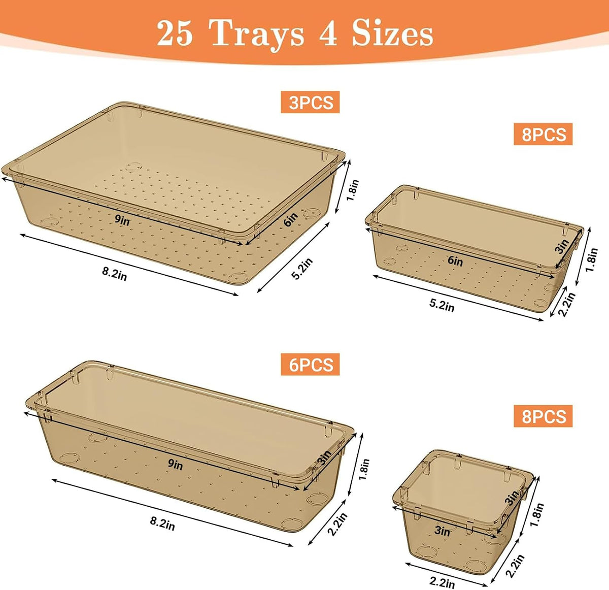 25 PCS Plastic Drawer Organizer, Versatile Organizer Trays & storage Bins