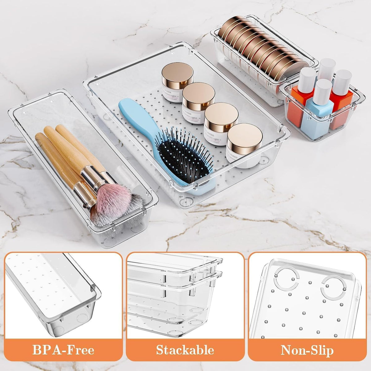 25 PCS Plastic Drawer Organizer, Versatile Organizer Trays & storage Bins