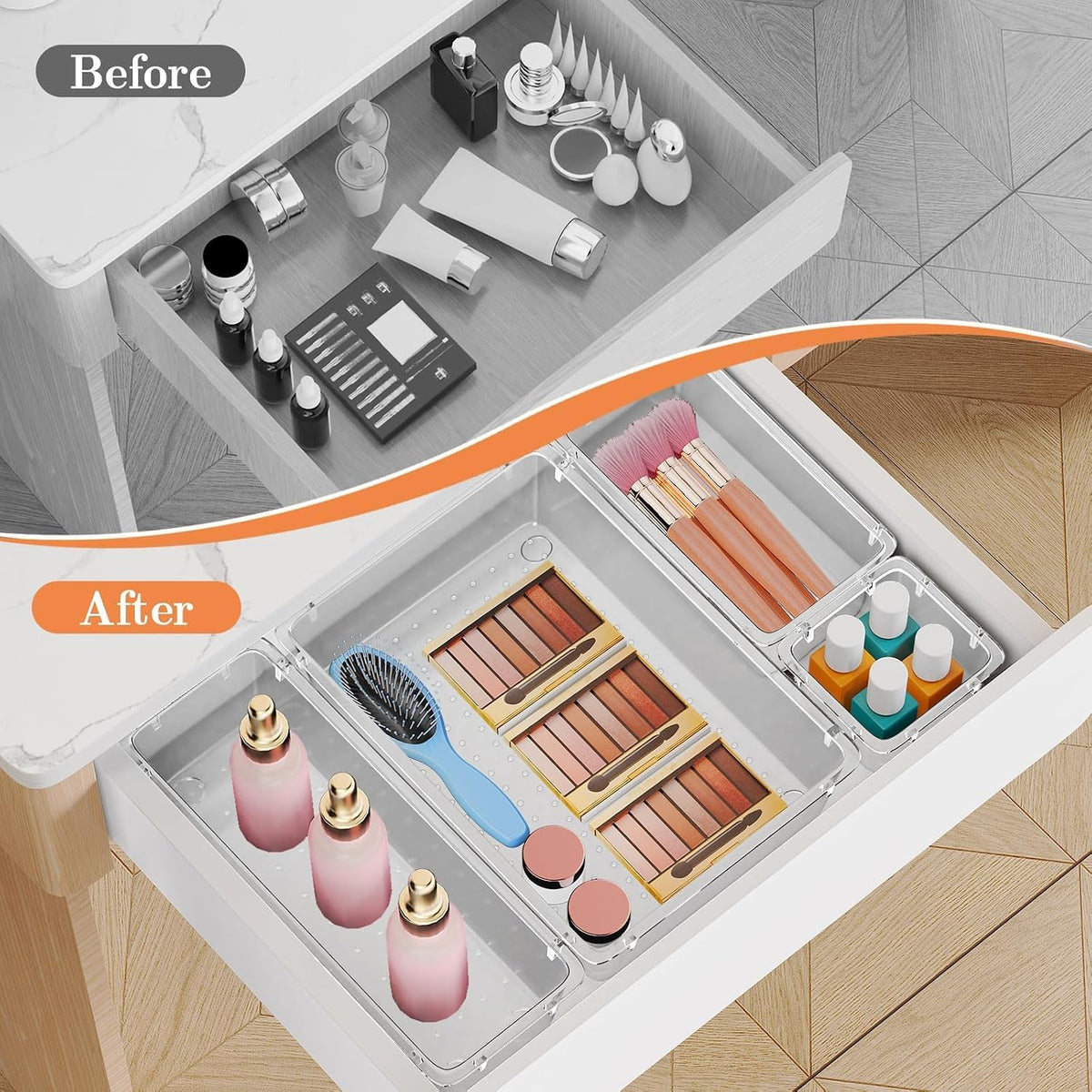 25 PCS Plastic Drawer Organizer, Versatile Organizer Trays & storage Bins