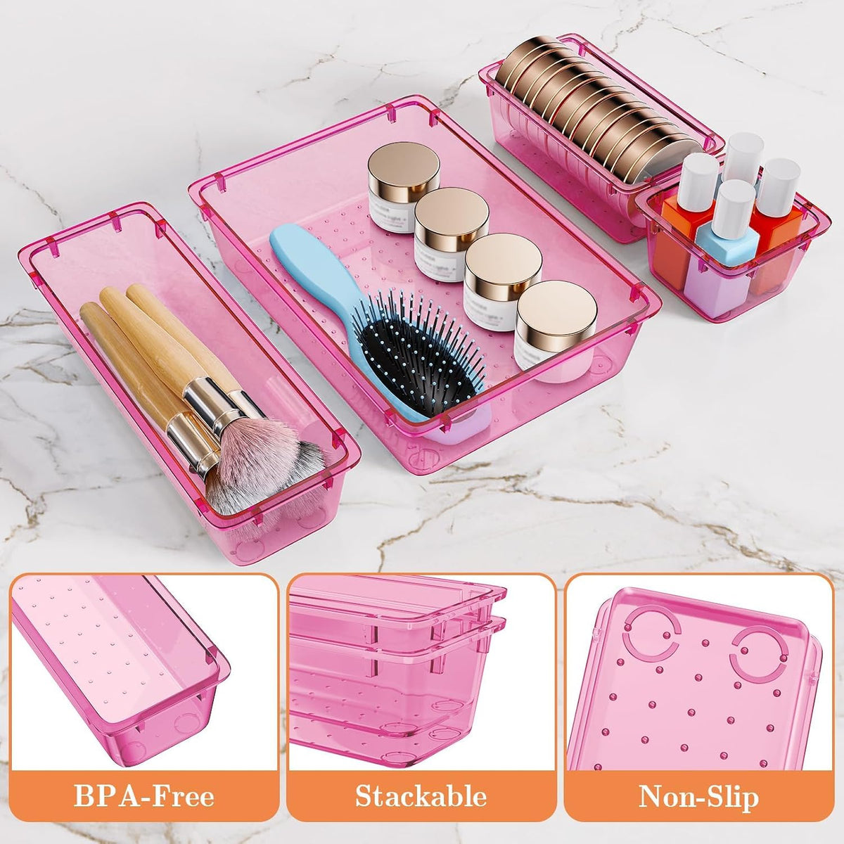 25 PCS Plastic Drawer Organizer, Versatile Organizer Trays & storage Bins