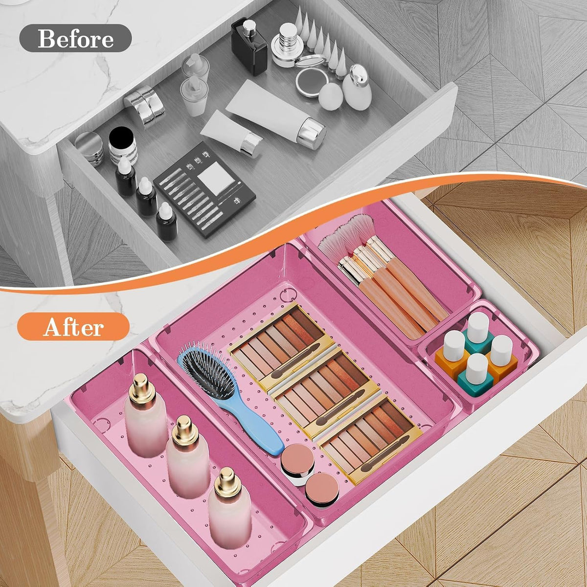 25 PCS Plastic Drawer Organizer, Versatile Organizer Trays & storage Bins