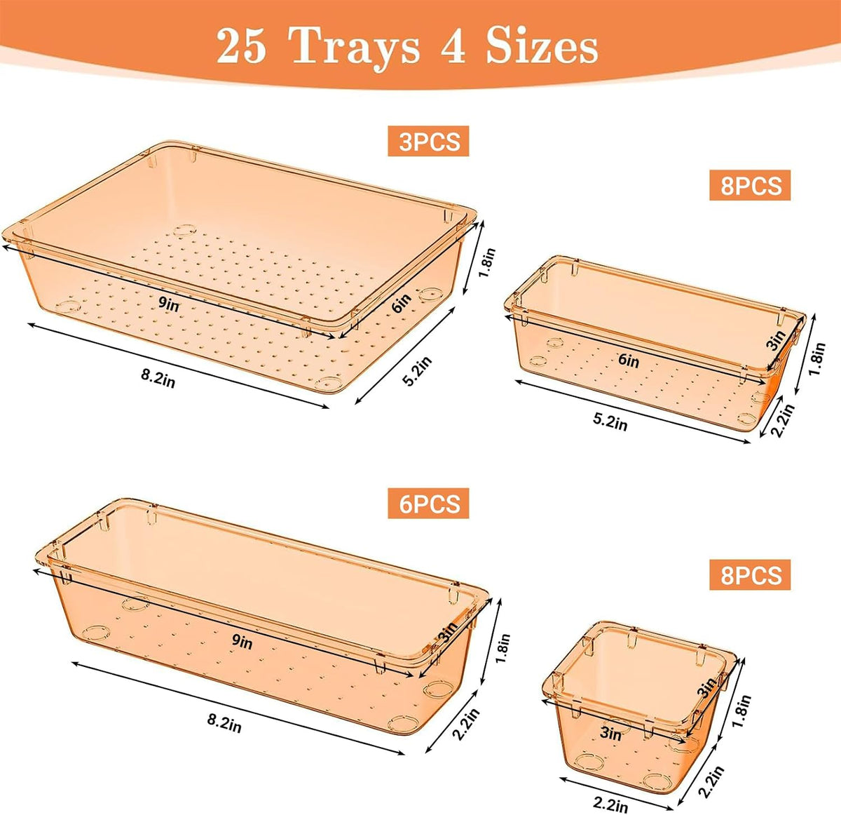 25 PCS Plastic Drawer Organizer, Versatile Organizer Trays & storage Bins