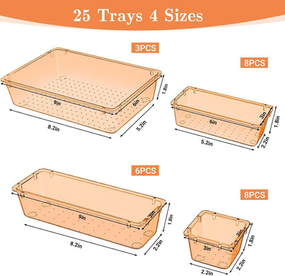 25 PCS Plastic Drawer Organizer, Versatile Organizer Trays & storage Bins