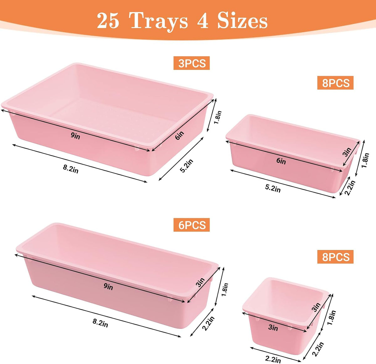 25 PCS Plastic Drawer Organizer, Versatile Organizer Trays & storage Bins