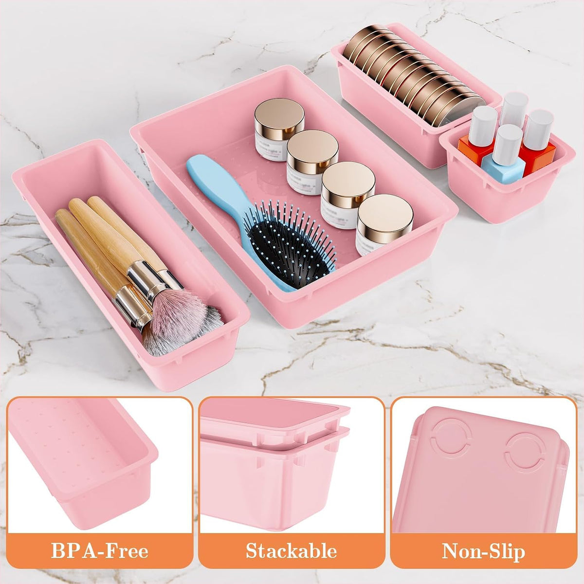 25 PCS Plastic Drawer Organizer, Versatile Organizer Trays & storage Bins