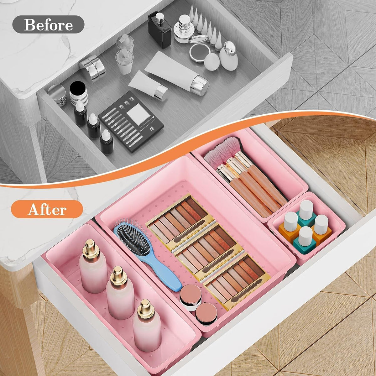 25 PCS Plastic Drawer Organizer, Versatile Organizer Trays & storage Bins