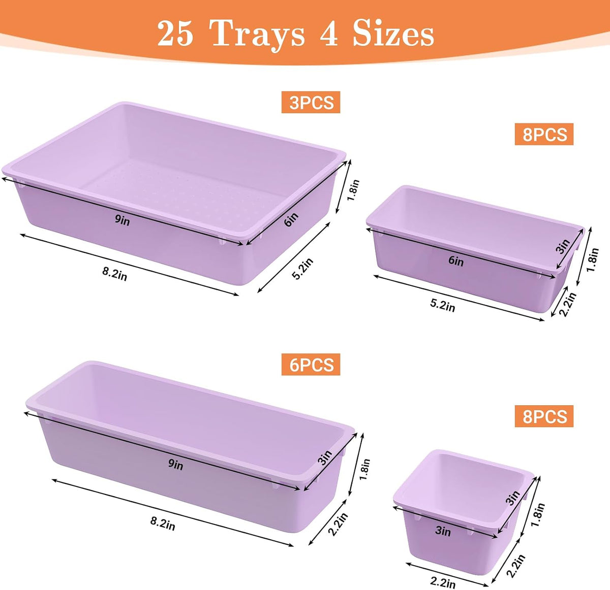 25 PCS Plastic Drawer Organizer, Versatile Organizer Trays & storage Bins