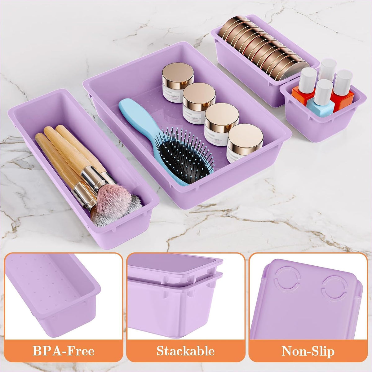 25 PCS Plastic Drawer Organizer, Versatile Organizer Trays & storage Bins