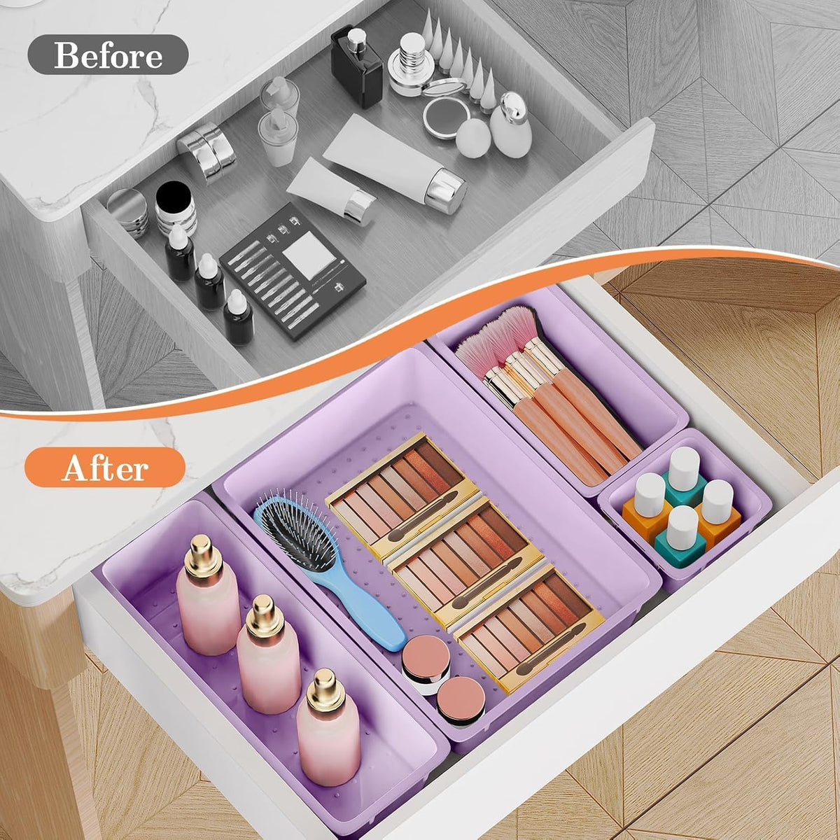 25 PCS Plastic Drawer Organizer, Versatile Organizer Trays & storage Bins