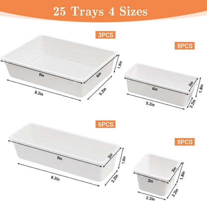 25 PCS Plastic Drawer Organizer, Versatile Organizer Trays & storage Bins