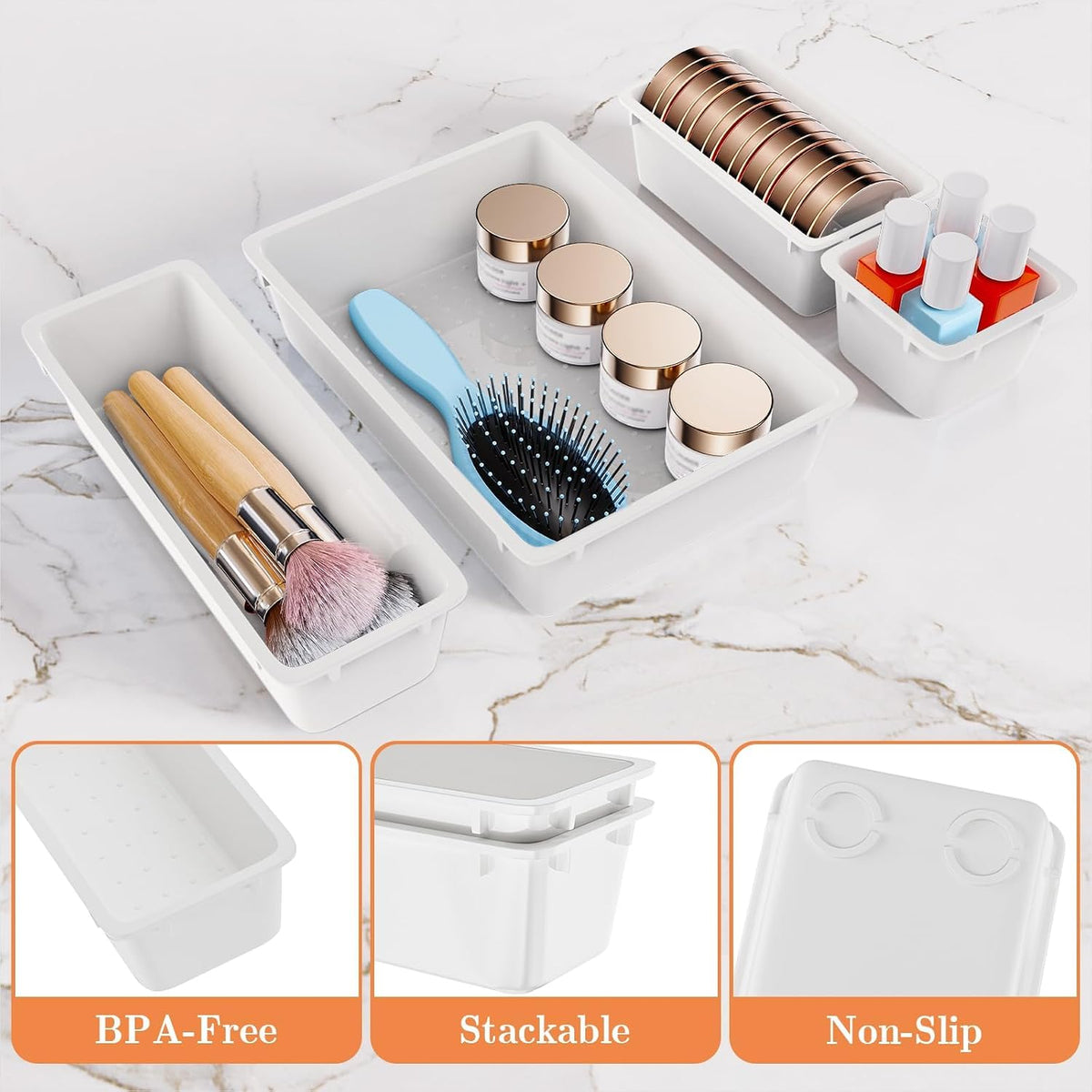 25 PCS Plastic Drawer Organizer, Versatile Organizer Trays & storage Bins