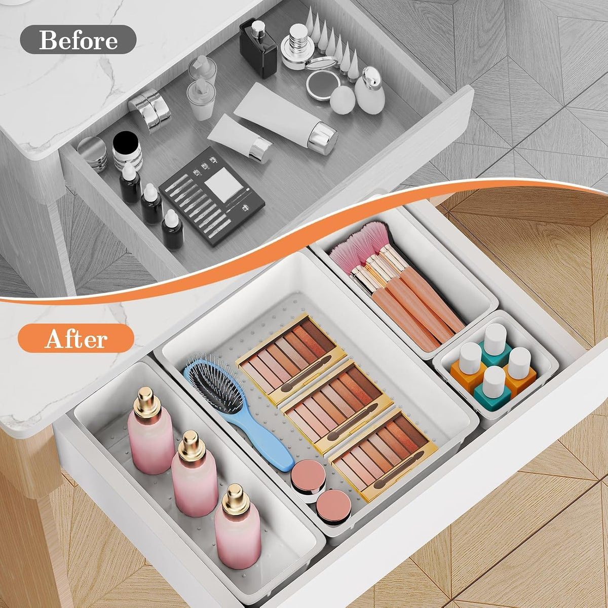 25 PCS Plastic Drawer Organizer, Versatile Organizer Trays & storage Bins