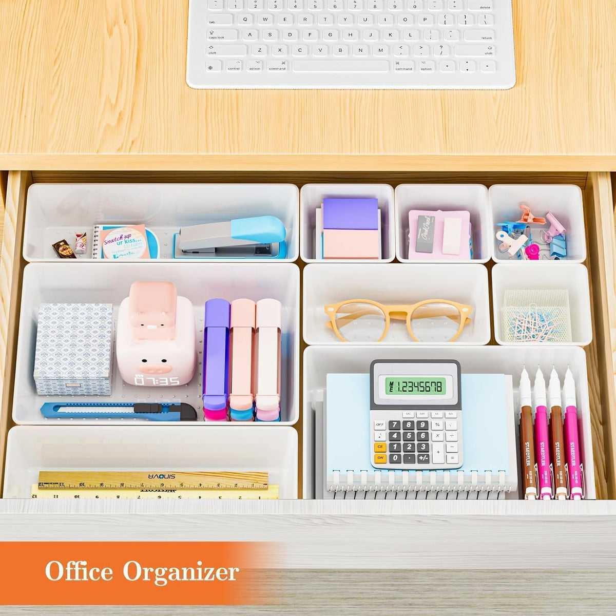25 PCS Plastic Drawer Organizer, Versatile Organizer Trays & storage Bins