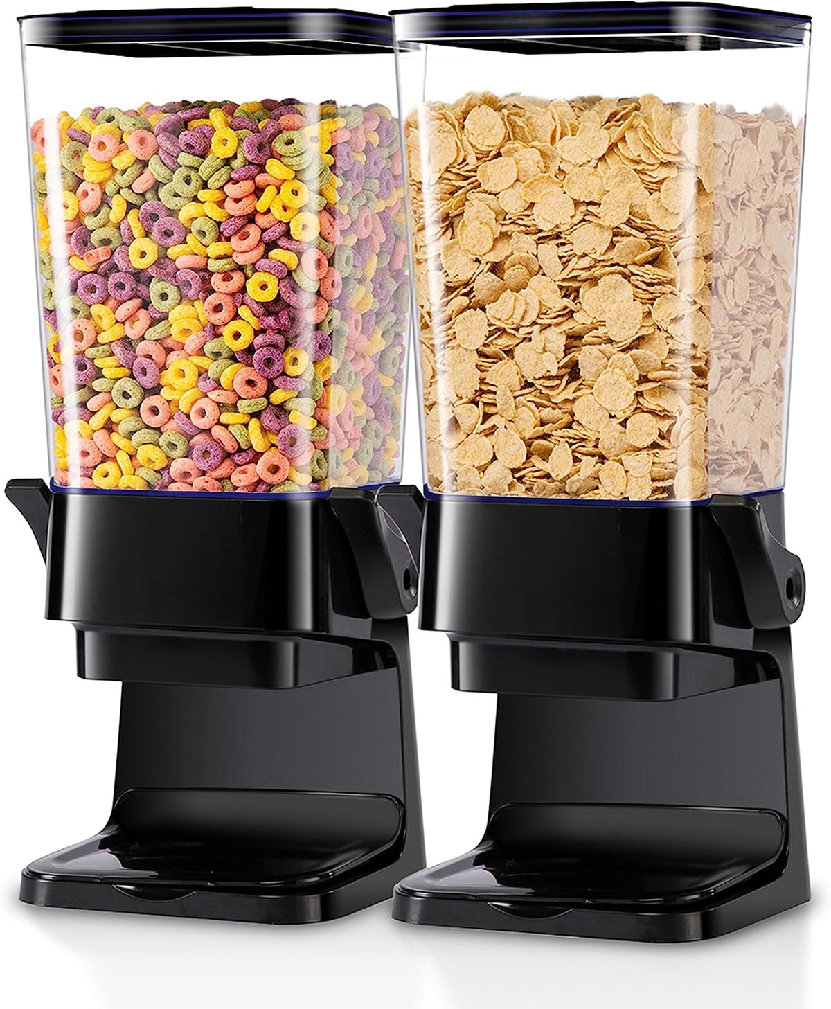 Cereal Dispenser Countertop 2Pc, Cereal Containers Storage, 5.5Qt Organization and Storage Containers for Kitchen, Snack Dispenser for Rice, Grains, Nuts, Dry Food, Oatmeal, Pet food, White