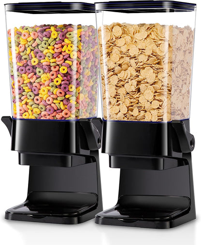 Cereal Dispenser Countertop 2Pc, Cereal Containers Storage, 5.5Qt Organization and Storage Containers for Kitchen, Snack Dispenser for Rice, Grains, Nuts, Dry Food, Oatmeal, Pet food, White