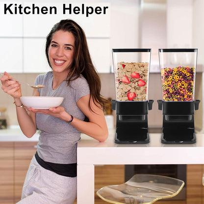 Cereal Dispenser Countertop 2Pc, Cereal Containers Storage, 5.5Qt Organization and Storage Containers for Kitchen, Snack Dispenser for Rice, Grains, Nuts, Dry Food, Oatmeal, Pet food, White