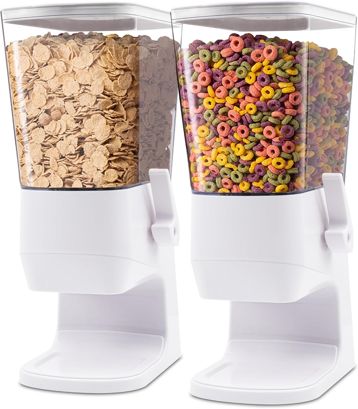 Cereal Dispenser Countertop 2Pc, Cereal Containers Storage, 5.5Qt Organization and Storage Containers for Kitchen, Snack Dispenser for Rice, Grains, Nuts, Dry Food, Oatmeal, Pet food, White
