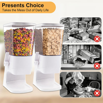 Cereal Dispenser Countertop 2Pc, Cereal Containers Storage, 5.5Qt Organization and Storage Containers for Kitchen, Snack Dispenser for Rice, Grains, Nuts, Dry Food, Oatmeal, Pet food, White