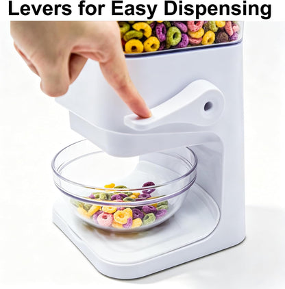 Cereal Dispenser Countertop 2Pc, Cereal Containers Storage, 5.5Qt Organization and Storage Containers for Kitchen, Snack Dispenser for Rice, Grains, Nuts, Dry Food, Oatmeal, Pet food, White