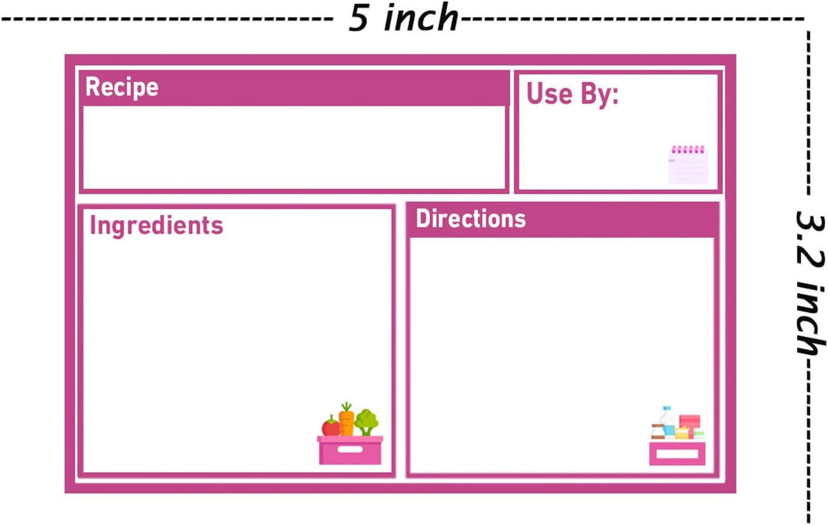Freezer Meal Labels,3.2 X 5 Inches Freezer Pantry Labels for Bags Oil and Water Resistant Food Storage, Bags Meal with Instructions(50 Pcs Red)