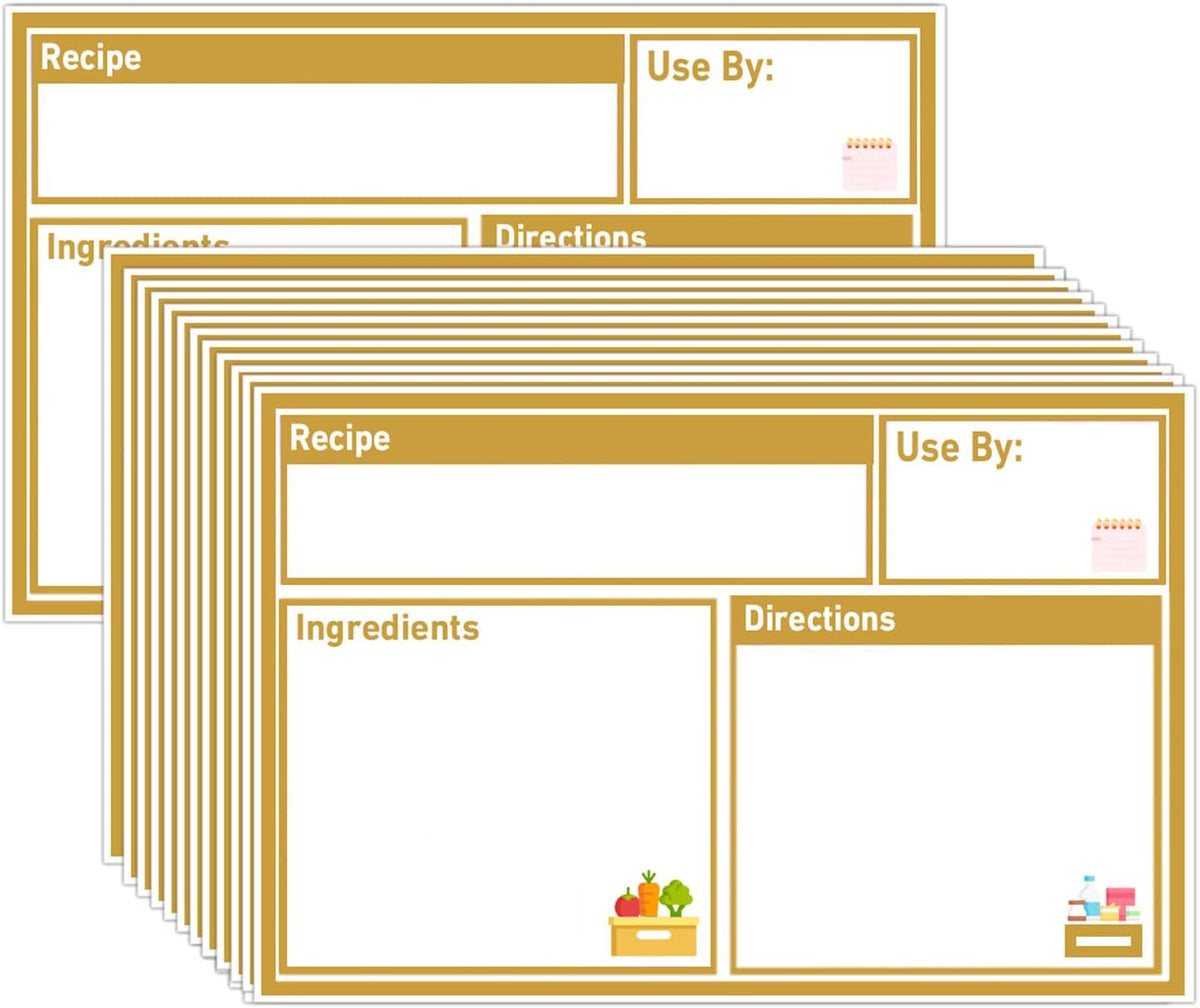 Freezer Meal Labels,3.2 X 5 Inches Freezer Pantry Labels for Bags Oil and Water Resistant Food Storage, Bags Meal with Instructions(50 Pcs Red)