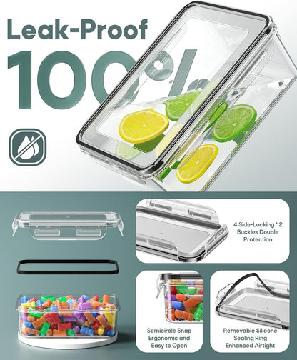 Food Storage Containers with Lids Airtight, (30 Lids & 30 Containers) Leak proof Containers Set for Kitchen, Meal Prep, BPA-Free, PVC-Free Plastic, Microwave/Dishwasher Safe, Extra Labels & Pen