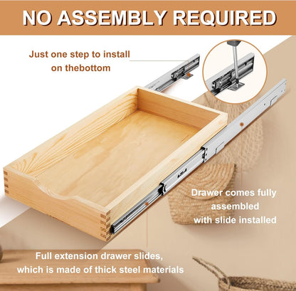 4 Pack Wooden Pull out Tray Cabinet Organizer Gentle Close Roll out Shelves for Kitchen Cabinets Fully Assembled Slide Pantry Shelves (15'' X 21'')