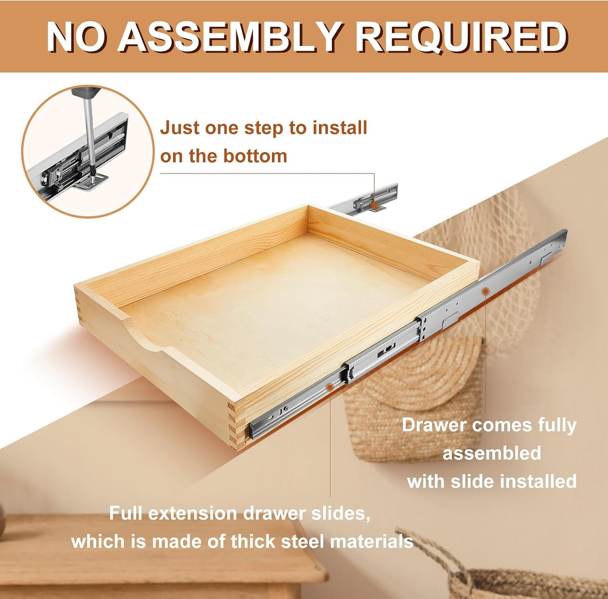 4 Pack Wooden Pull out Tray Cabinet Organizer Gentle Close Roll out Shelves for Kitchen Cabinets Fully Assembled Slide Pantry Shelves (15'' X 21'')