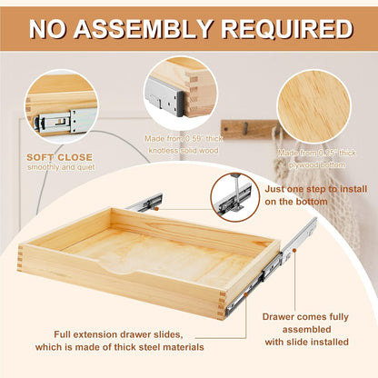 4 Pack Wooden Pull out Tray Cabinet Organizer Gentle Close Roll out Shelves for Kitchen Cabinets Fully Assembled Slide Pantry Shelves (15'' X 21'')