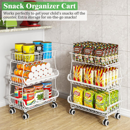3 Tire Rolling Pantry Organizers and Storage Cart on Wheels