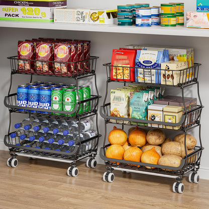 3 Tire Rolling Pantry Organizers and Storage Cart on Wheels