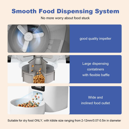 Automatic Cat Feeder, 3L Cat Food Dispenser with 10s Voice Recorder, Pet Feeder up to 8 Meals per Day, Timed Dog Feeder