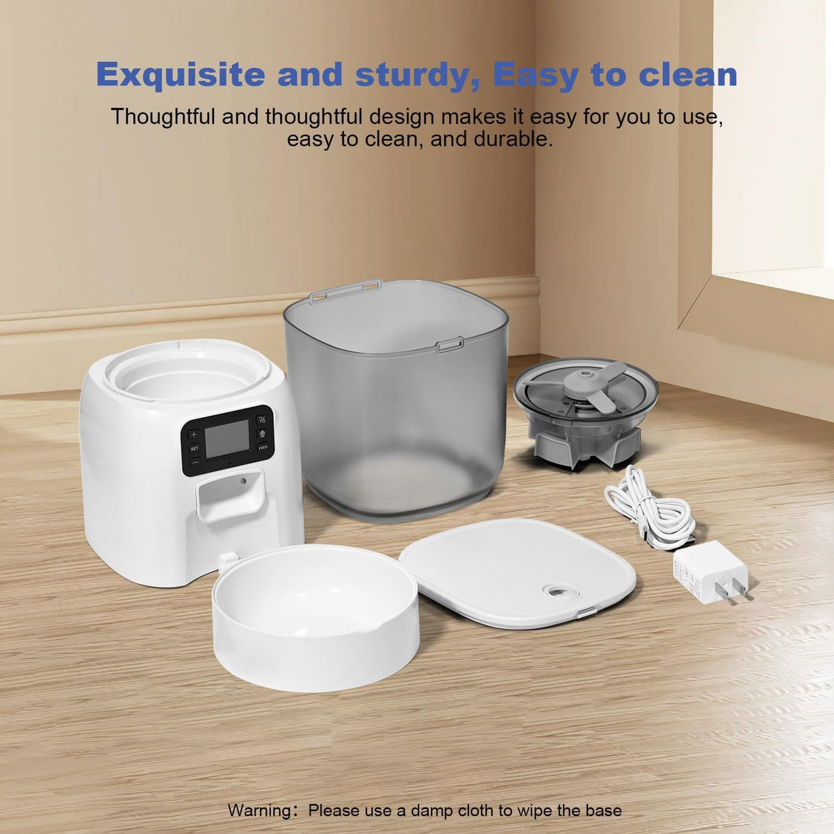 Automatic Cat Feeder, 3L Cat Food Dispenser with 10s Voice Recorder, Pet Feeder up to 8 Meals per Day, Timed Dog Feeder