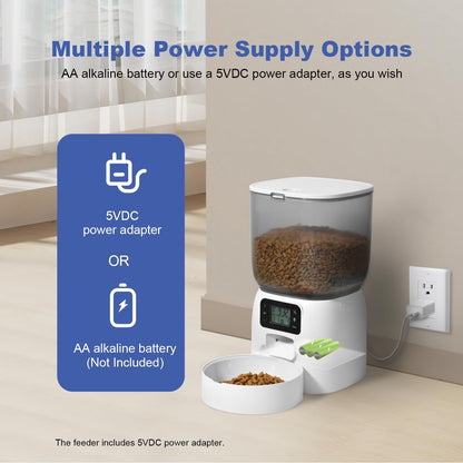 Automatic Cat Feeder, 3L Cat Food Dispenser with 10s Voice Recorder, Pet Feeder up to 8 Meals per Day, Timed Dog Feeder