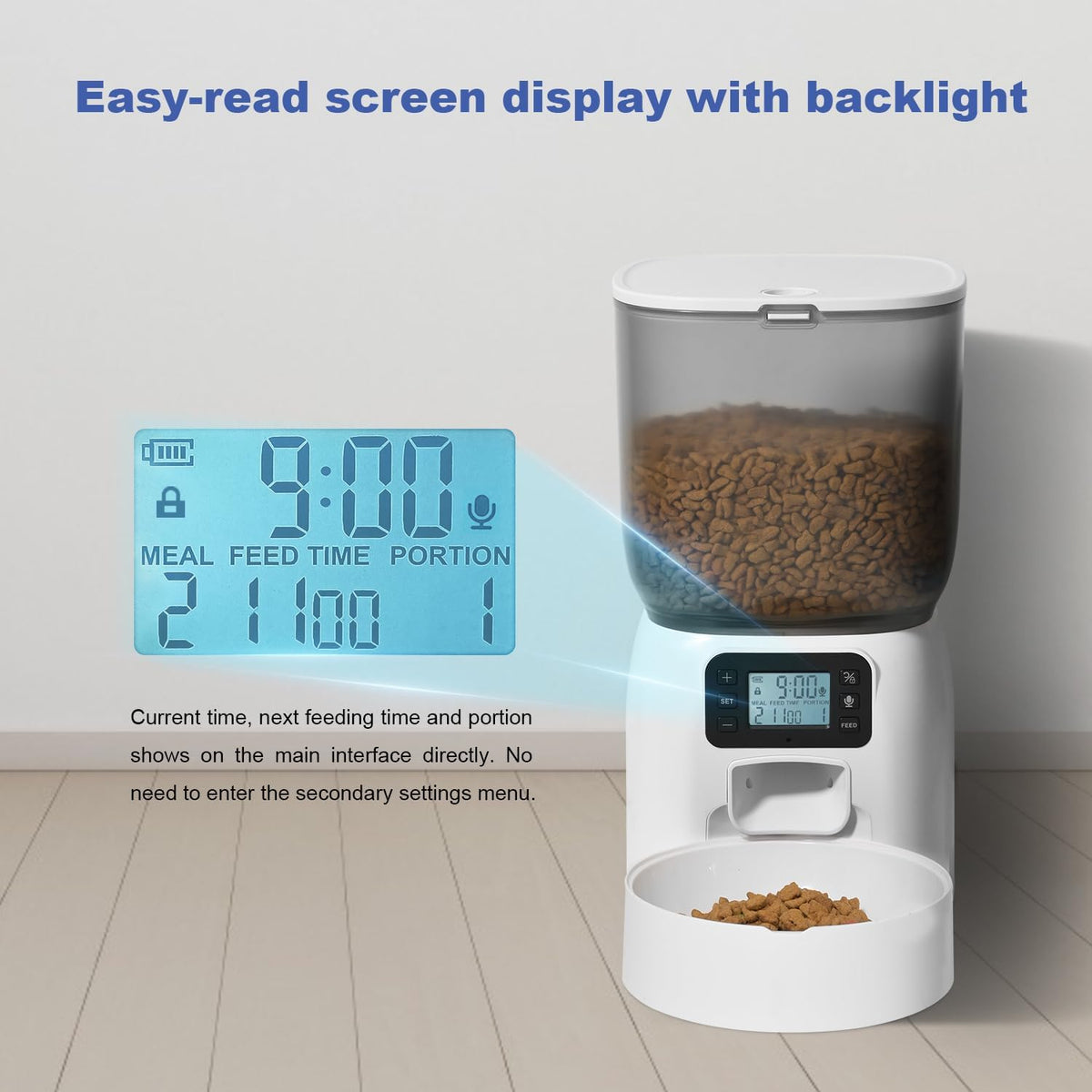 Automatic Cat Feeder, 3L Cat Food Dispenser with 10s Voice Recorder, Pet Feeder up to 8 Meals per Day, Timed Dog Feeder